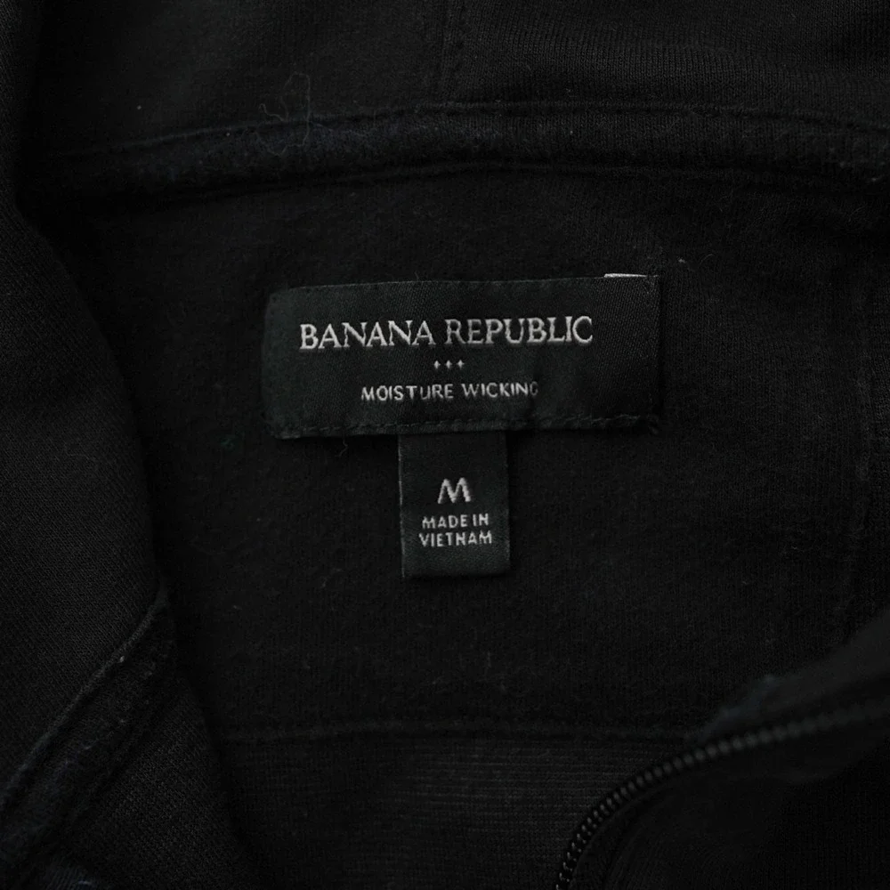 Banana Republic Hoodie Men Black Pullover Sweatshirt Pocket Moisture‎ Wicking M